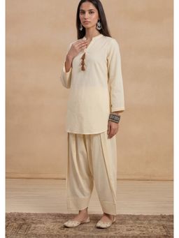 House of Chikankari - HOC Women Beige Handloom Cotton Kurta with Salwar