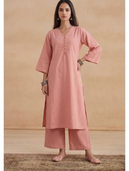 House of Chikankari - HOC Women Pink Handloom Cotton Kurta with Palazzo