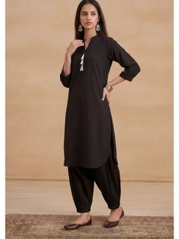 House of Chikankari - HOC Women Black Handloom Cotton Kurta with Salwar