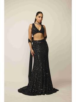 Vvani by Vani Vats - Black Fish cut Lehenga With Blouse And Dupatta