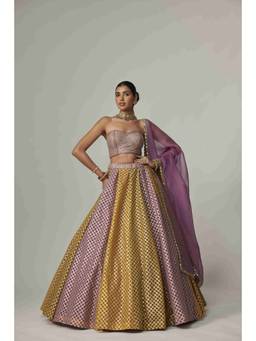 Vvani by Vani Vats - Multicolor Corset Lehenga with Blouse and Dupatta