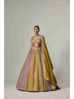 Vvani by Vani Vats - Multicolor Big Check Lehenga with Blouse and Dupatta