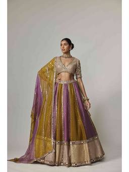 Vvani by Vani Vats - Multicolor Sequin Scatter Lehenga with Blouse and Dupatta
