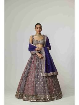 Vvani by Vani Vats - Teal Lehenga with Blouse and Dupatta
