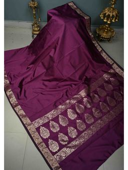 Isadora Life - Purple Semi Silk with Minimal Meenakari Saree with Unstitched Blouse