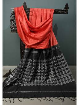 Isadora Life - Vermilion Red Borderless Semi Tessar Saree with Unstitched Blouse