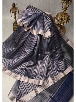 Isadora Life - Royal Blue Semi Kora Saree with Unstitched Blouse