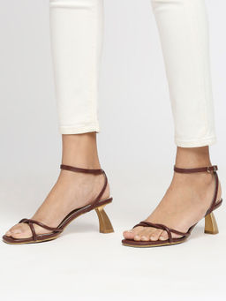 Twenty Dresses by Nykaa Fashion - Dark Brown Pep With Strap Kitten Heels