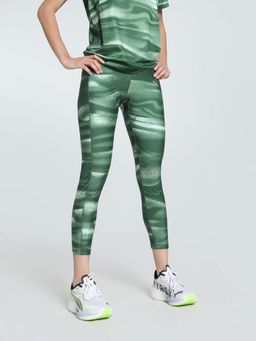 Puma - Velocity All-Over Print Running Womens Green Tights