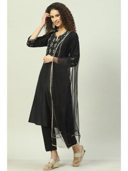 Biba - Black Embroidered Suit (Set of 3)