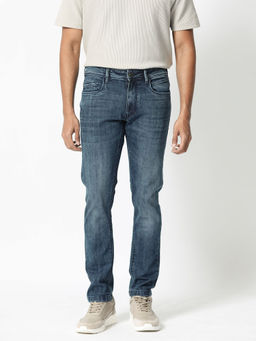 Rare Rabbit - Hawkins Dusky Blue Solid Jeans