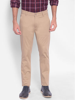 CRIMSOUNE CLUB - Mens Beige Solid Trousers