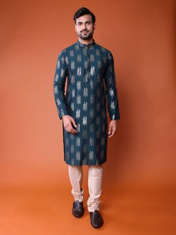 TABARD - Cotton Embroidery Full Sleeves Green Kurta with Pant