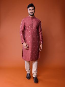 TABARD - Cotton Embroidery Full Sleeves Red Kurta with Pant