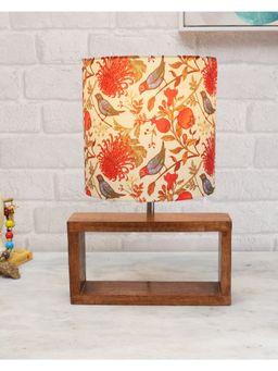 Homesake - Wood Table Lamp Walnut Rectangle Drum Birds