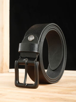 Teakwood - Mens Black Texture Leather Belt