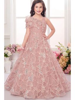 Lagorii - Blush Pink Heavy Sequin Work Party Wear Gown