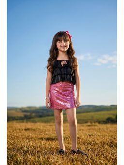 TINY GIRL - Barbie By Sleeveless Ruffle Top With Sequin Mini Skirt