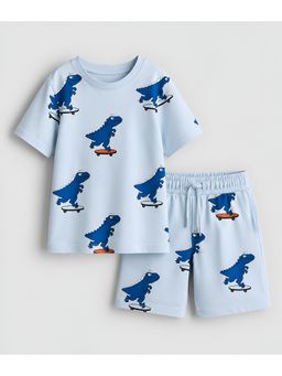 Googo Gaaga - Boys Dinosaur Print Cotton T-Shirt With Shorts