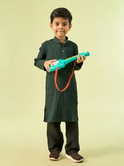 Manyavar - Dark Green Boys Kurta With Pyjama