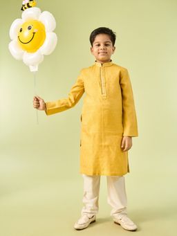 Manyavar - Mustard Elegance Kurta With Pyjama