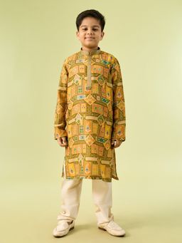 Manyavar - Mehndi Green Magic Kurta With Pyjama