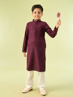 Manyavar - Purple Radiance Kurta With Pyjama