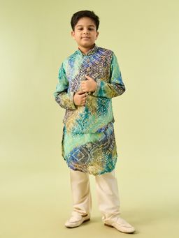 Manyavar - Aqua Green Georgette Kurta With Pyjama
