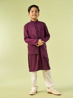 Manyavar - Wine Extravaganza Kurta With Pyjama