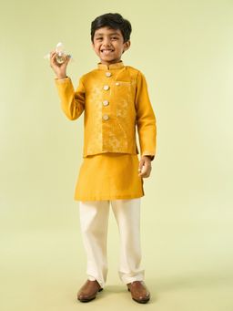 Manyavar - Mustard Yellow Sensation Kurta With Pyjama & Jacket