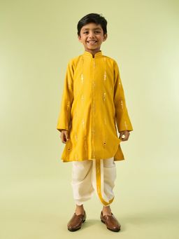 Manyavar - Radiant Yellow Kurta With Dhoti