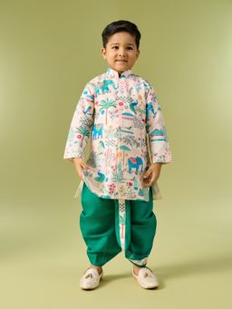 Manyavar - Cream Dreams Kurta With Dhoti