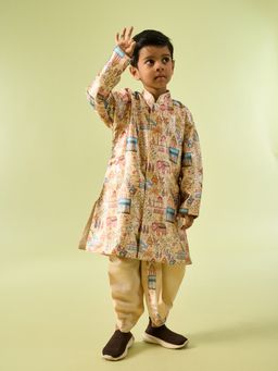 Manyavar - Beige Elegance Boys Kurta With Dhoti