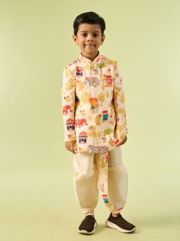 Manyavar - Cream Elegance Boys Kurta With Dhoti