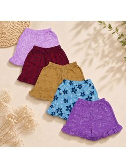 TotzTouch - Baby Girls All Over Printed Shorts (Pack of 5)