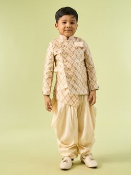 Manyavar - Kids Beige Art Silk Kurta With Salwar