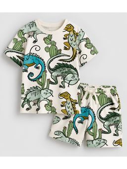 Googo Gaaga - Boys Chameleon Print Cotton T-Shirt With Shorts