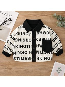 Googo Gaaga - Boy Typography Printed Cotton Full Sleeves Casual Black Shirt