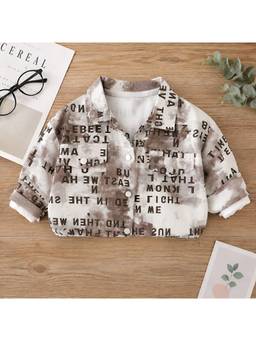 Googo Gaaga - Boys Typography Printed Cotton Full Sleeves Casual Brown Shirt