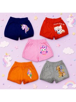 TotzTouch - Baby Girls Printed Shorts (Pack of 5)