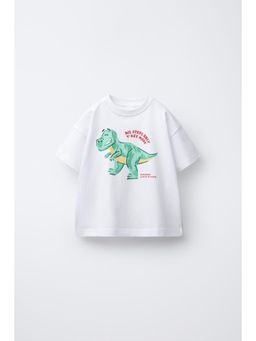 Googo Gaaga - Boys White Cotton Printed T-Shirt