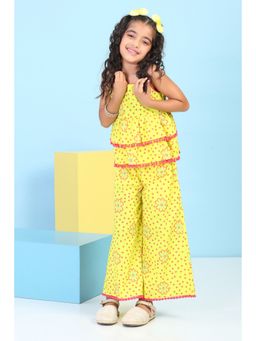 Biba - Girls Yellow Cotton Printed Straight Co-Ord Set