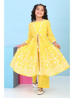 Biba - Girls Yellow Cotton Printed Straight Co-Ord Set