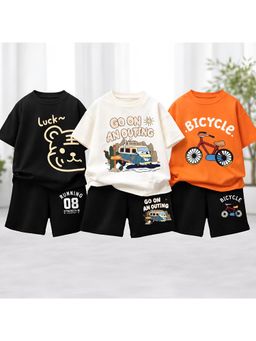 Googo Gaaga - Boys Cotton Printed T-Shirt With Shorts (Pack of 3)