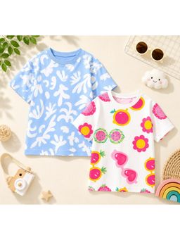 Googo Gaaga - Girls Cotton Printed T-Shirt (Pack of 2)