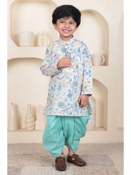 Polka Tots - Cotton Full Sleeve Floral Print Kurta With Dhoti