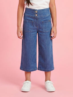 TINY GIRL - Mid Rise Wide Leg Dark Blue Culottes