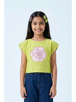 TINY GIRL - Cap Sleeve Floral Applique Printed Top