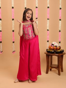 Tiny Kingdom - Girls Purple Coloured Top With Pant & Dupatta