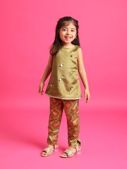 Tiny Kingdom - Girls Green Coloured Kurti With Pant
